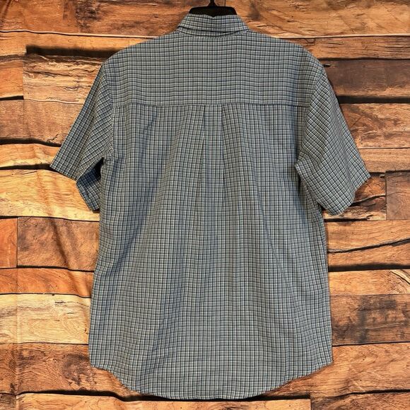 Wrangler Riata Western Shirt Medium Blue Plaid Shirt Sleeve Button Down Cowboy - Picture 5 of 9